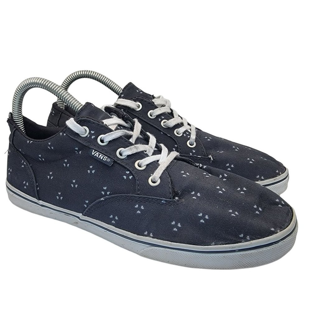 Vans Off The Wall Women 8.5 Black Canva Lace up Low Top Skate Shoes - 721356